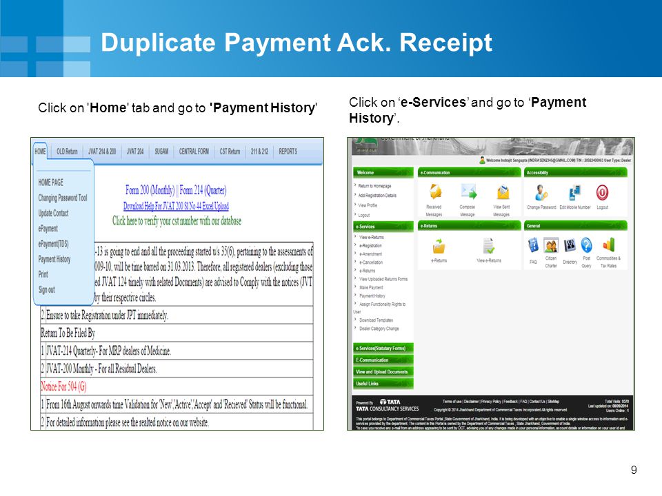 9 Duplicate Payment Ack.