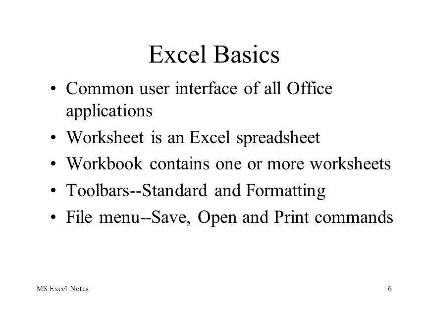 ms excel spread sheet