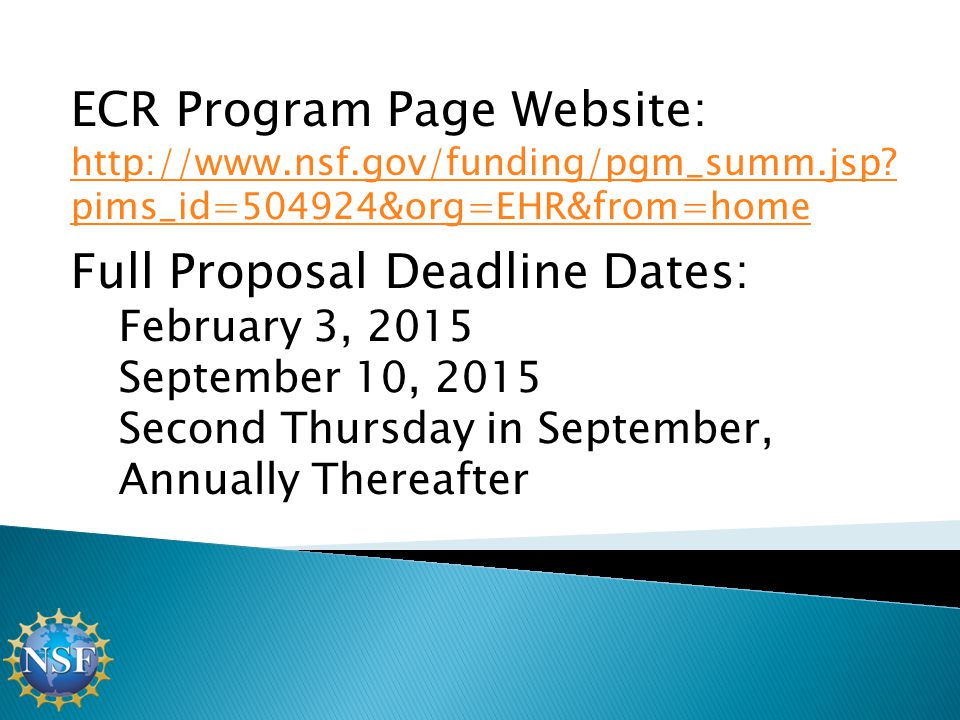 ECR Program Page Website: