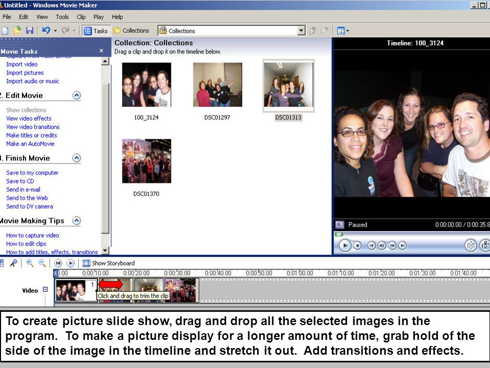 To create picture slide show, drag and drop all the selected images in the program.