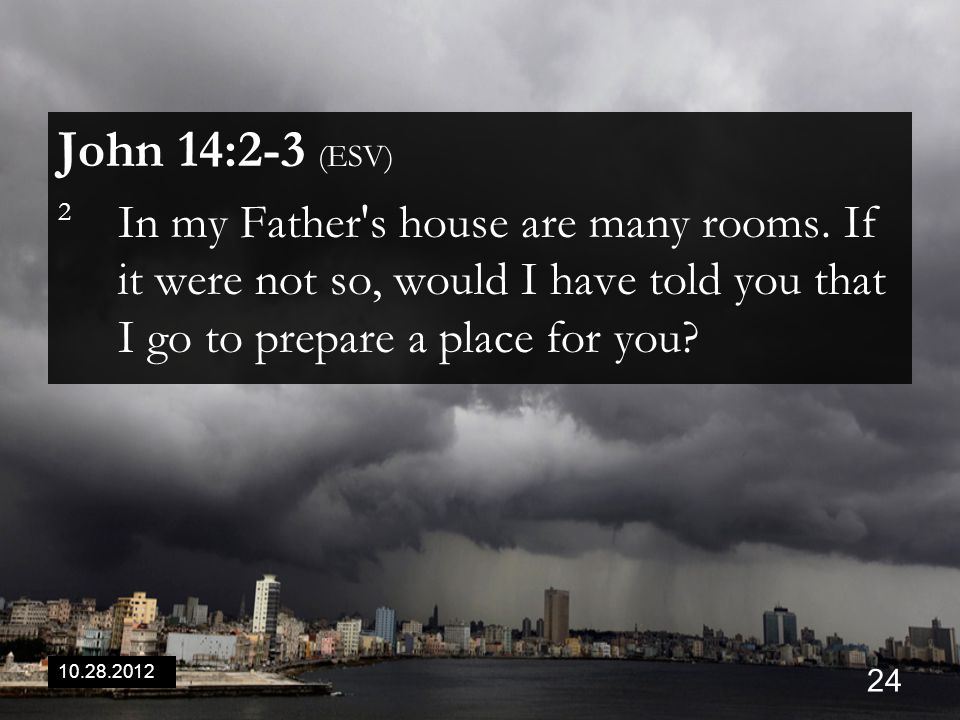 John 14:2-3 (ESV) 2 In my Father s house are many rooms.