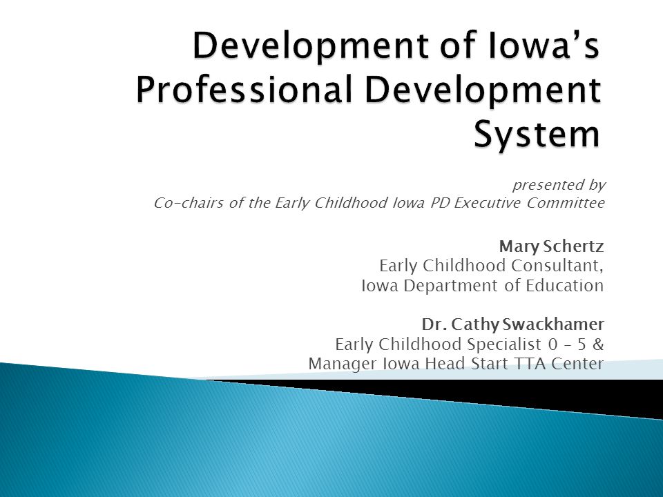 presented by Co-chairs of the Early Childhood Iowa PD Executive Committee Mary Schertz Early Childhood Consultant, Iowa Department of Education Dr.