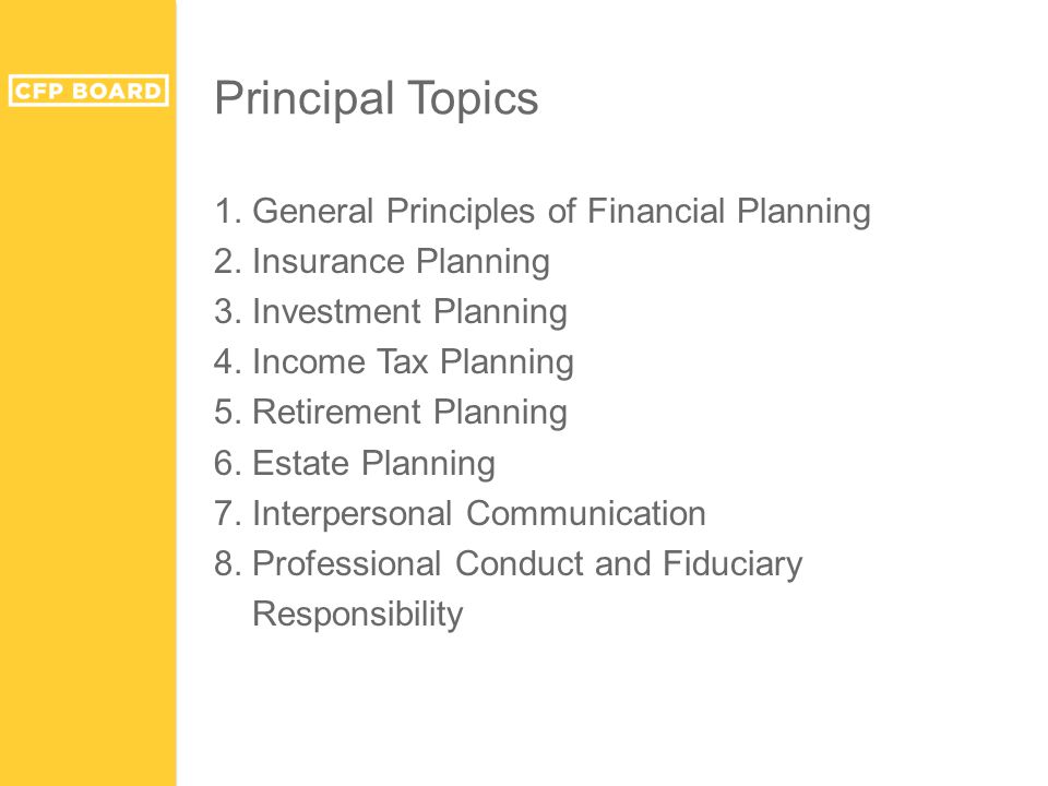 Principal Topics 1. General Principles of Financial Planning 2.