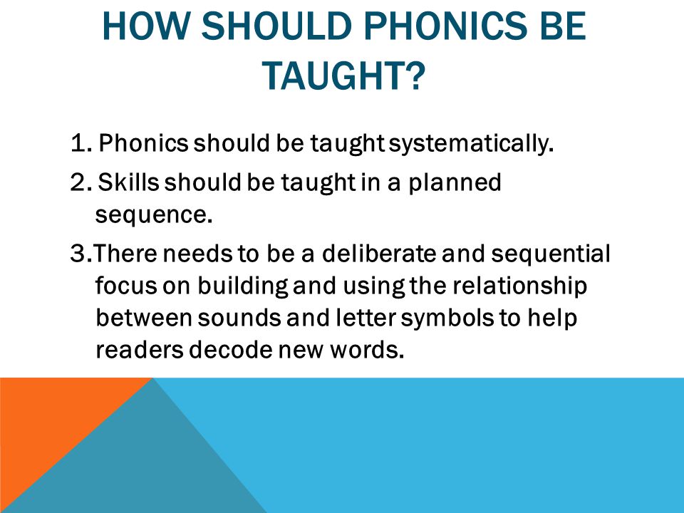 HOW SHOULD PHONICS BE TAUGHT. 1. Phonics should be taught systematically.