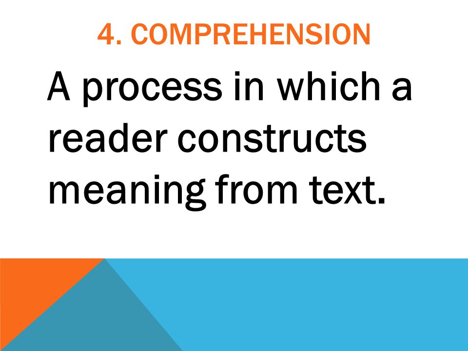 A process in which a reader constructs meaning from text.
