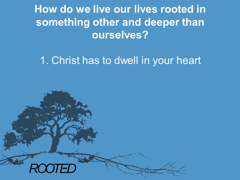 How do we live our lives rooted in something other and deeper than ourselves.