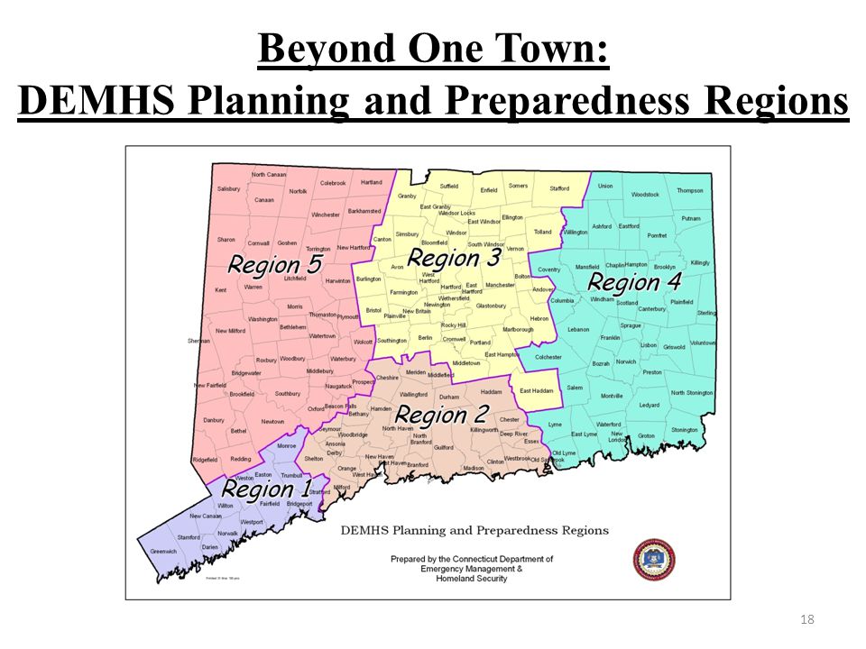Beyond One Town: DEMHS Planning and Preparedness Regions 18