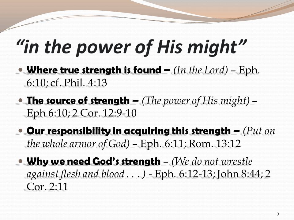 in the power of His might Where true strength is found – (In the Lord) – Eph.