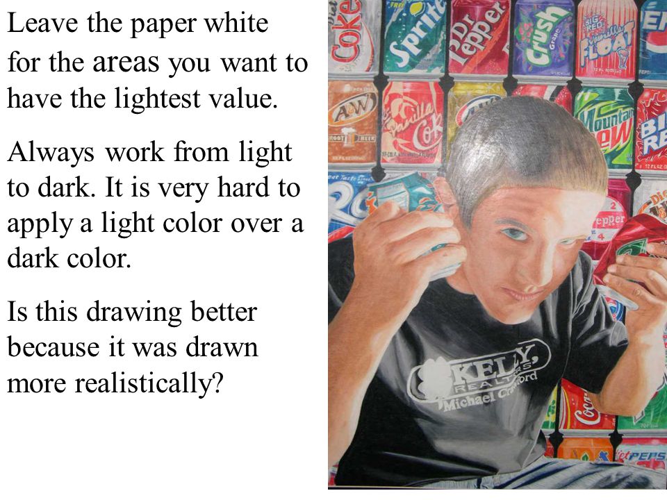 Leave the paper white for the areas you want to have the lightest value.