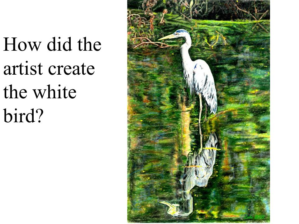 How did the artist create the white bird