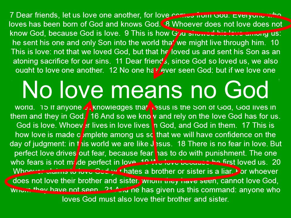7 Dear friends, let us love one another, for love comes from God.