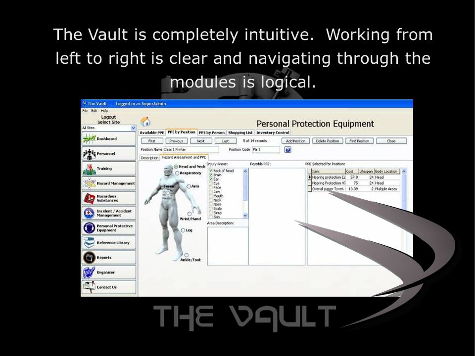 The Vault is completely intuitive.
