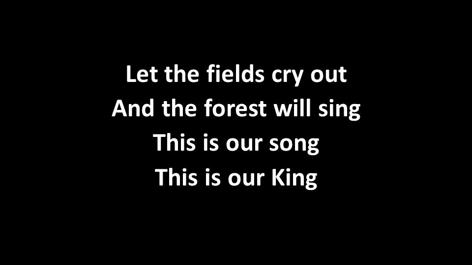 Let the fields cry out And the forest will sing This is our song This is our King Let the fields cry out And the forest will sing This is our song This is our King