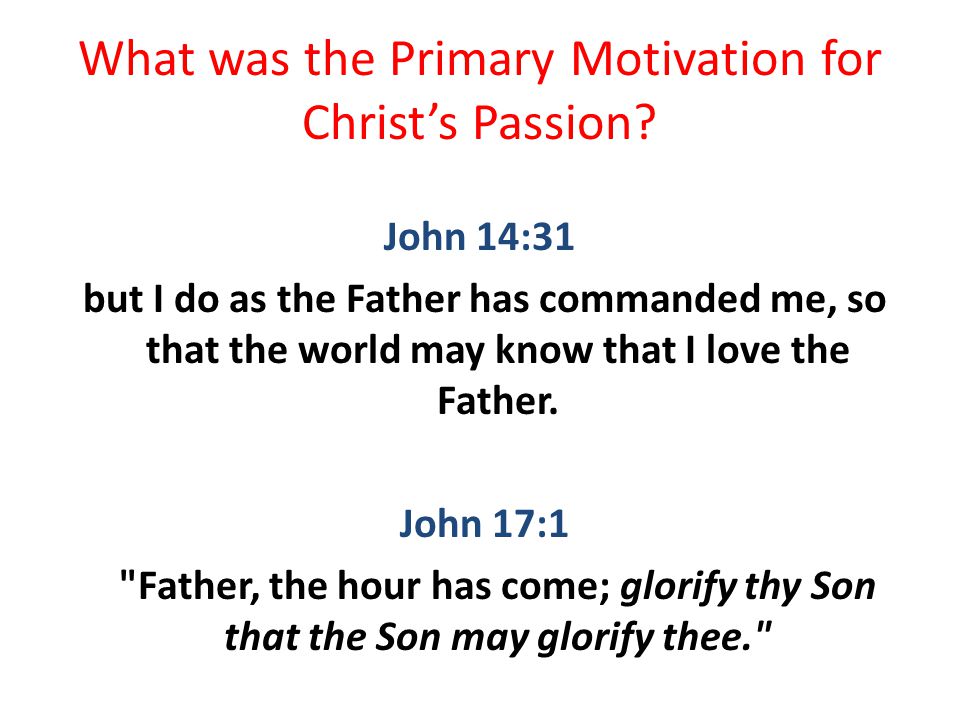 What was the Primary Motivation for Christ’s Passion.