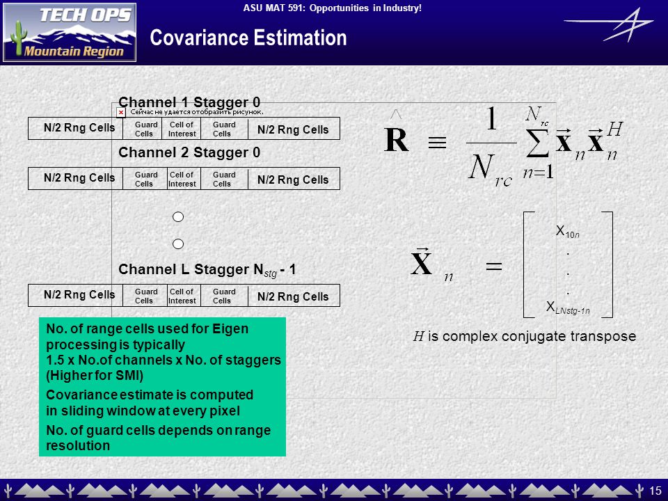 15 ASU MAT 591: Opportunities in Industry. Covariance Estimation X 10n.
