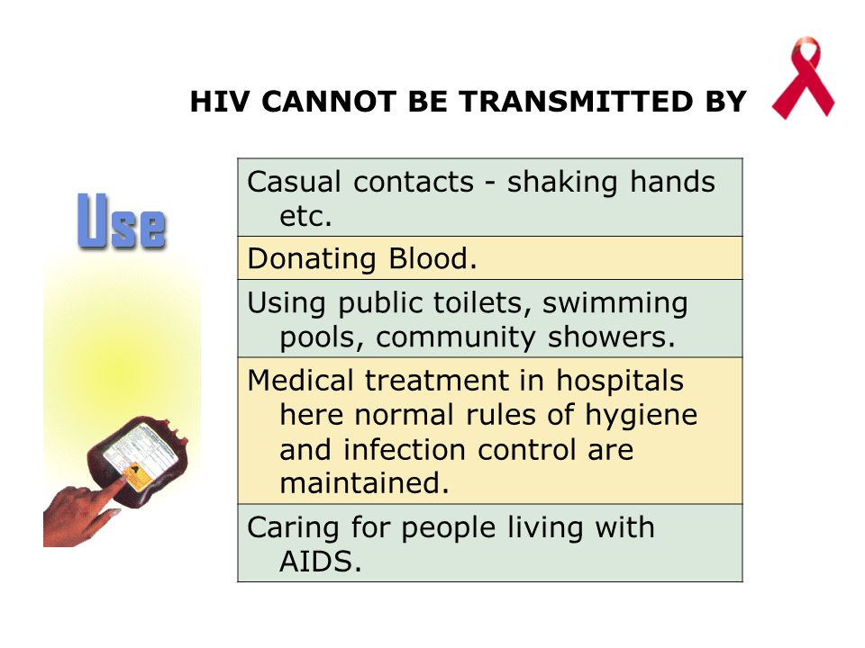 HIV CANNOT BE TRANSMITTED BY Casual contacts - shaking hands etc.