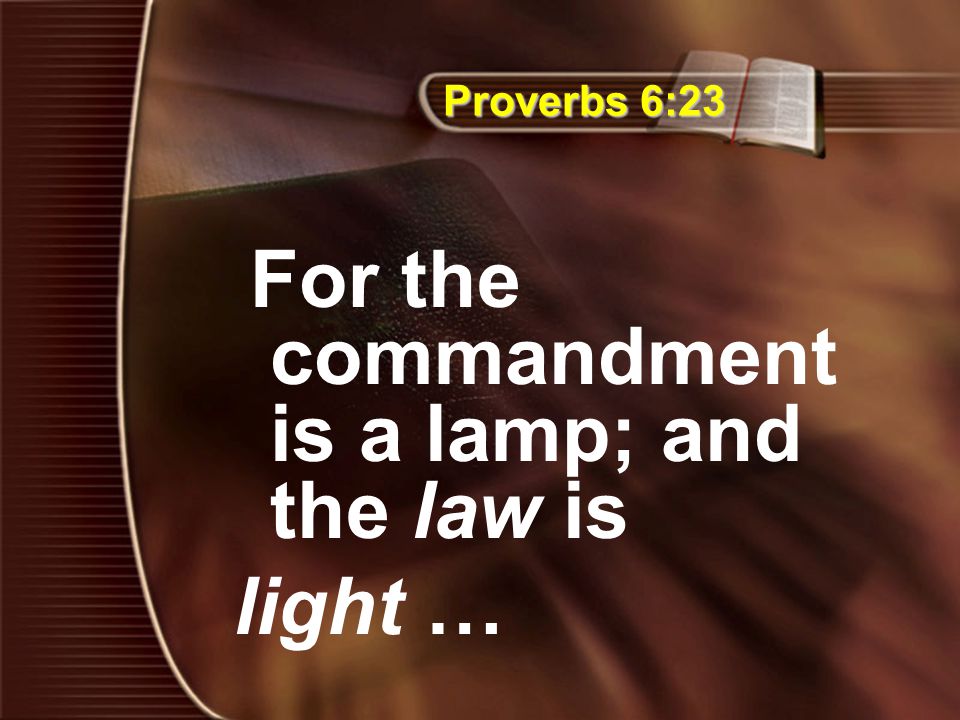 Proverbs 6:23 For the commandment is a lamp; and the law is light …