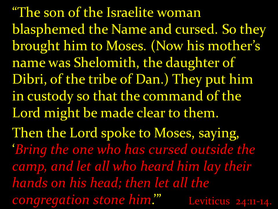 The son of the Israelite woman blasphemed the Name and cursed.
