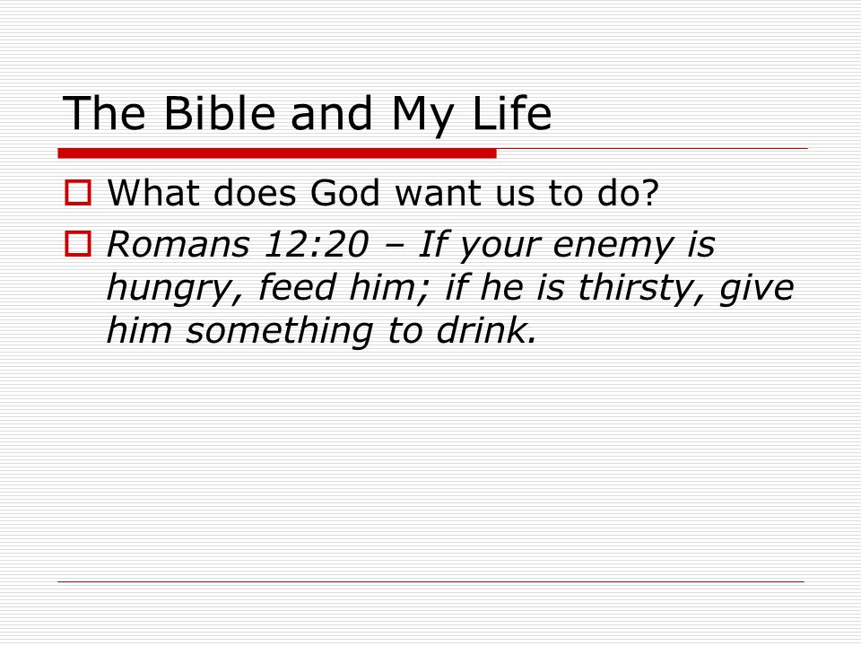 The Bible and My Life  What does God want us to do.