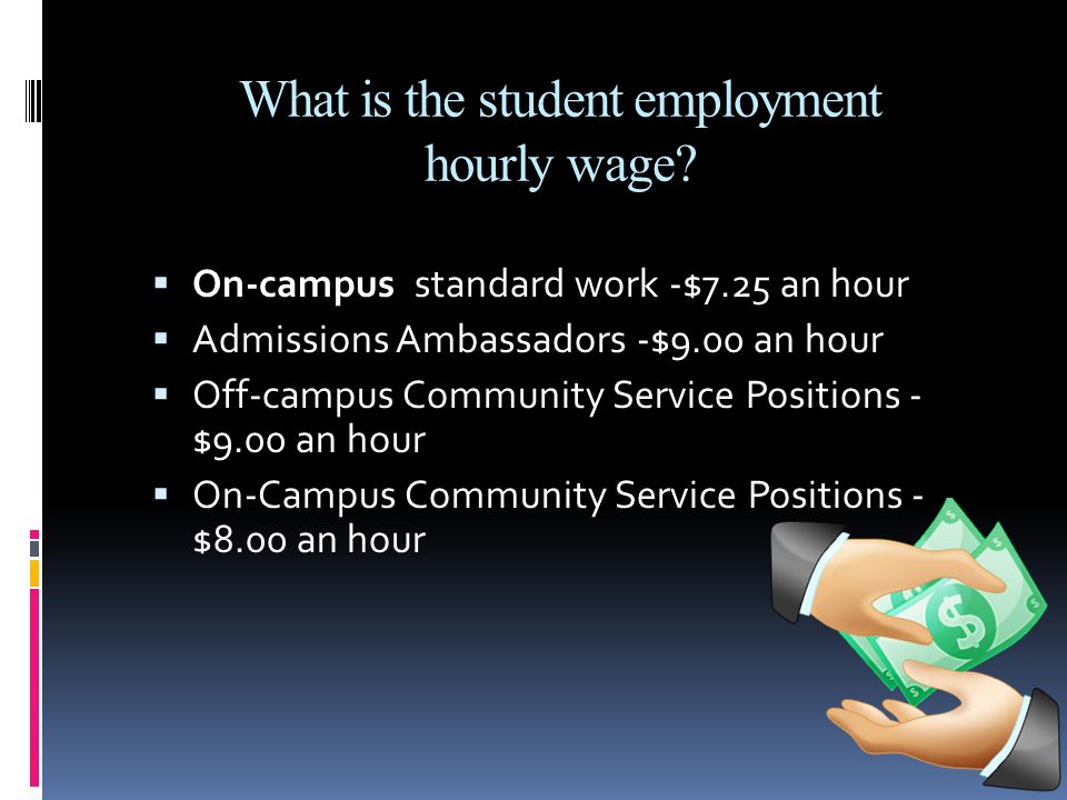 What is the student employment hourly wage.