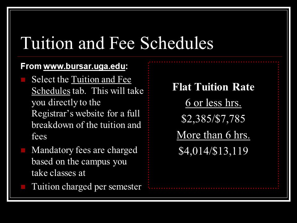 Tuition and Fee Schedules From   Select the Tuition and Fee Schedules tab.