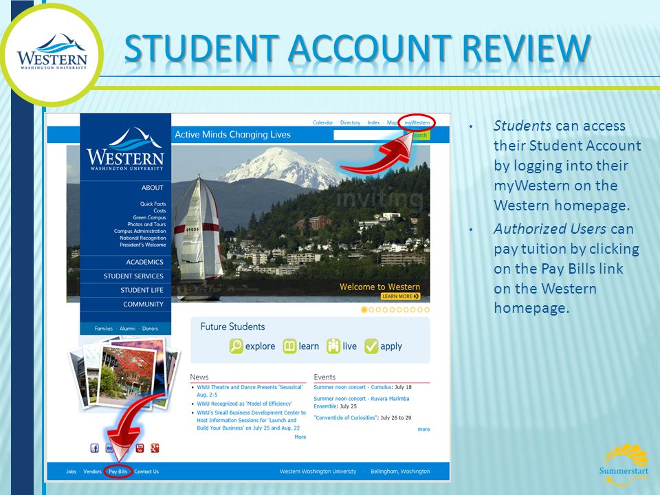 Students can access their Student Account by logging into their myWestern on the Western homepage.