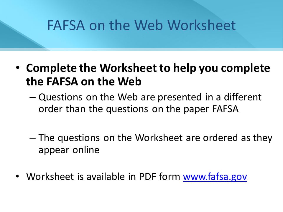 Worksheets Fafsa On The Web Worksheet financial aid presentation ncasfaa ncseaa 1 for 38 fafsa