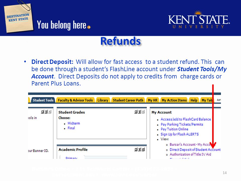 Refunds Direct Deposit: Will allow for fast access to a student refund.