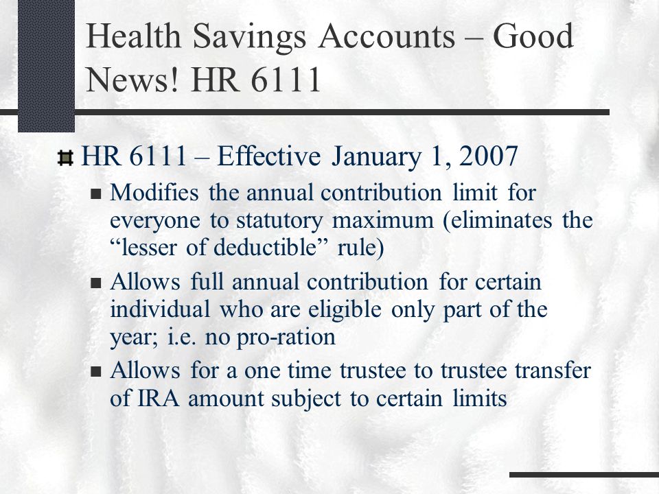 Health Savings Accounts – Good News.
