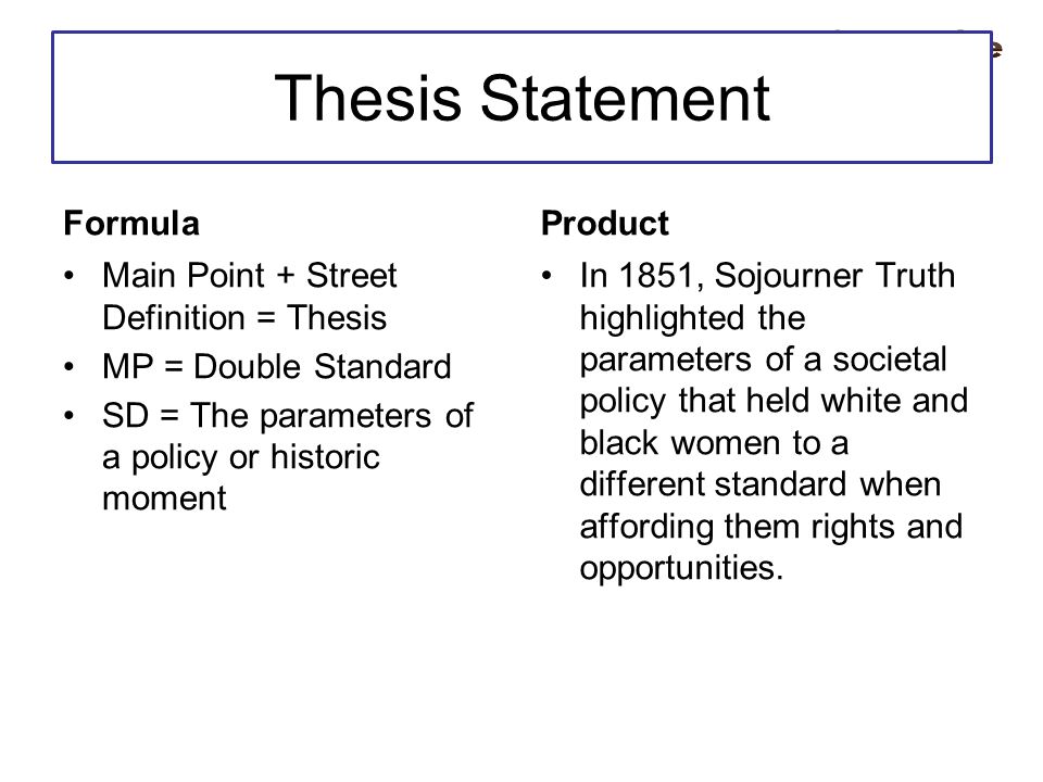 What is the formula for a working thesis