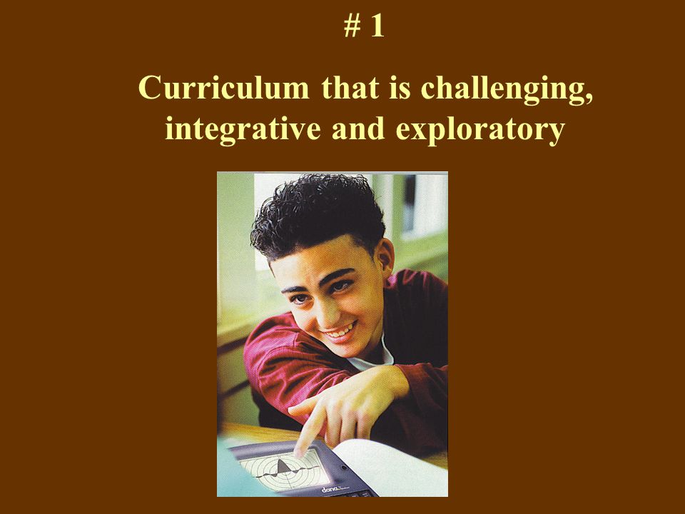 # 1 Curriculum that is challenging, integrative and exploratory