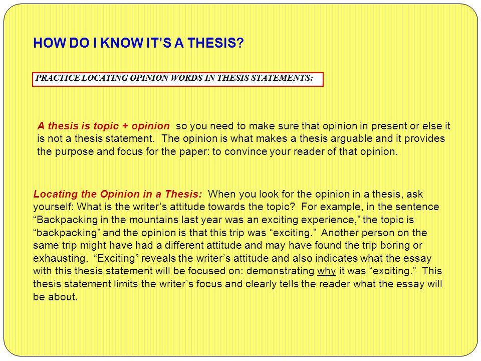 What do you need in a thesis statement