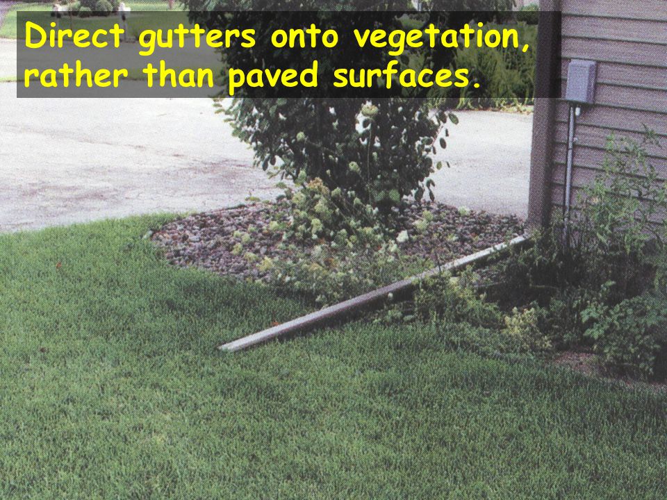 Reduce the amount of runoff. * Minimize amount of Pavement. * Serpentine or traversing pathways.