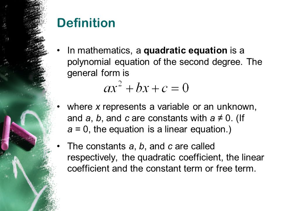 Quadratic Equation Definition Math Talkchannels Quadratic Formula Definition Image Information Equations