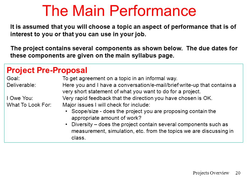 How to write a performance proposal