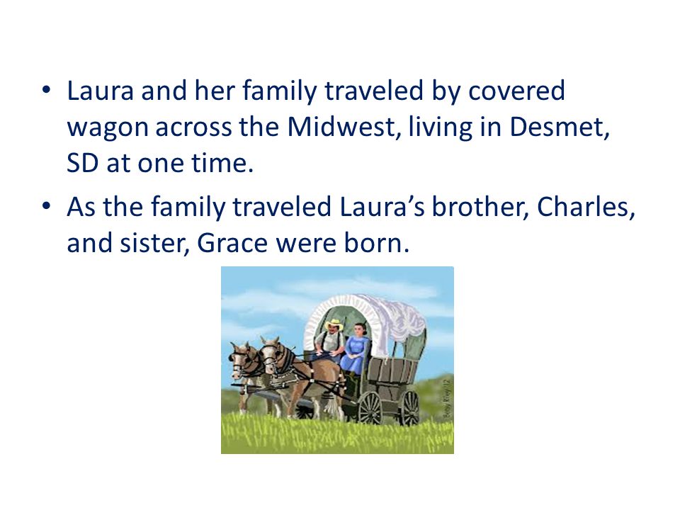 Laura and her family traveled by covered wagon across the Midwest, living in Desmet, SD at one time.