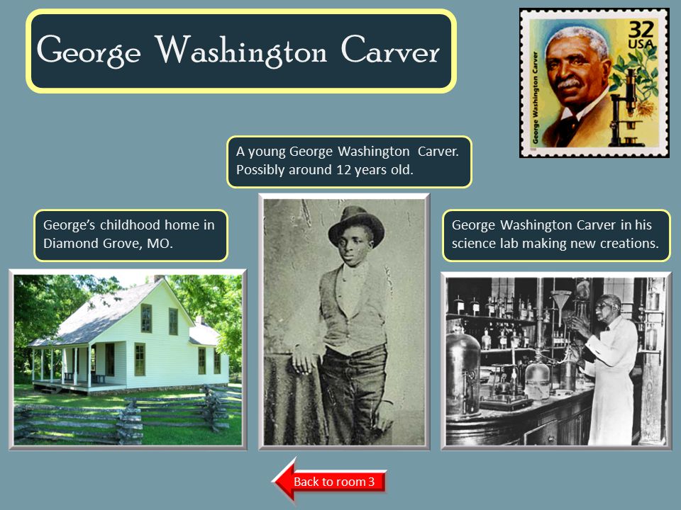 VIRTUAL MUSEUM OF NATIVE AMERICAN WOMEN DAILY LIFE FAMOUS WOMEN MATRILINEAL TRIBES CREATION MYTHS CURATOR INFORMATION Name of Museum George Washington Carver Back to room 3 George’s childhood home in Diamond Grove, MO.