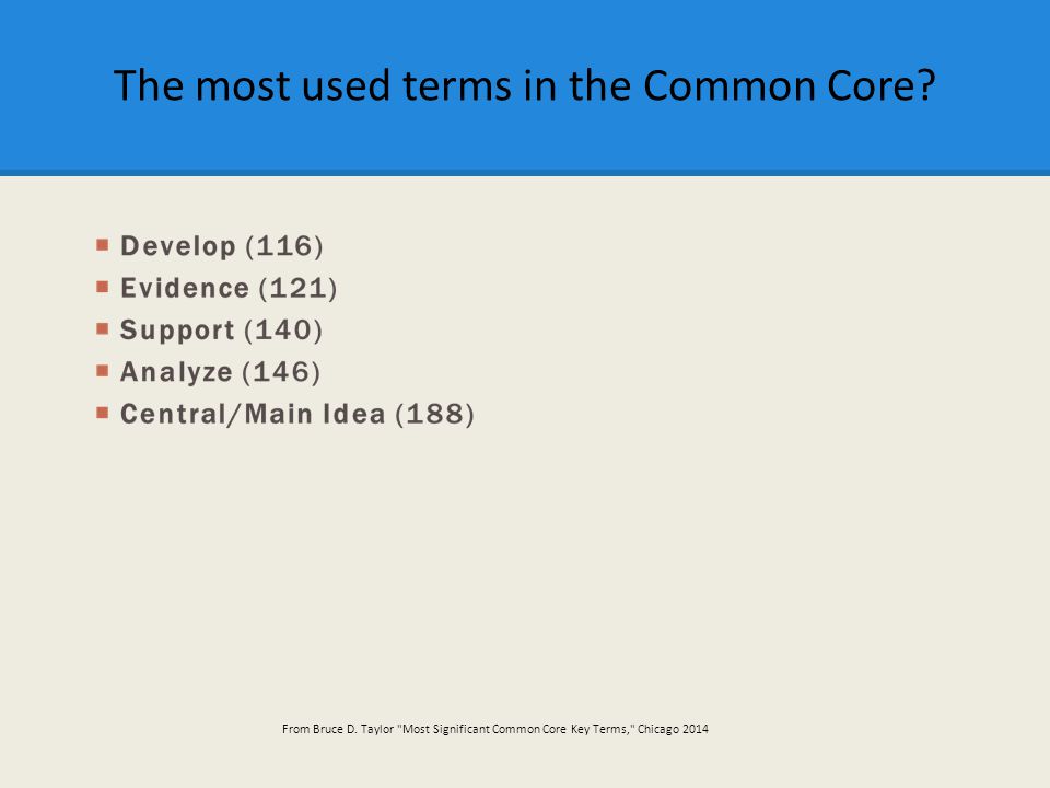 The most used terms in the Common Core. From Bruce D.