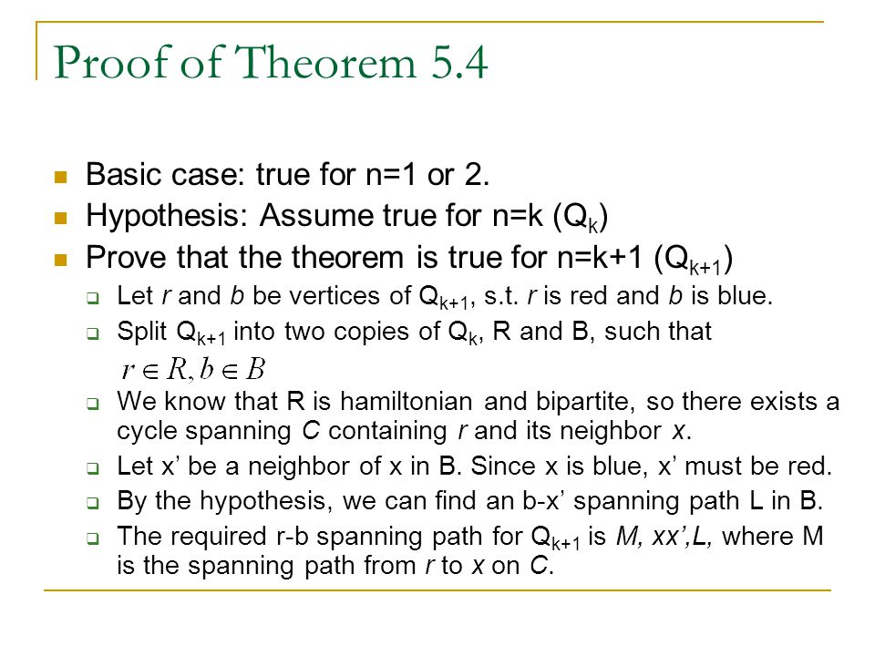 Proof of Theorem 5.4 Basic case: true for n=1 or 2.