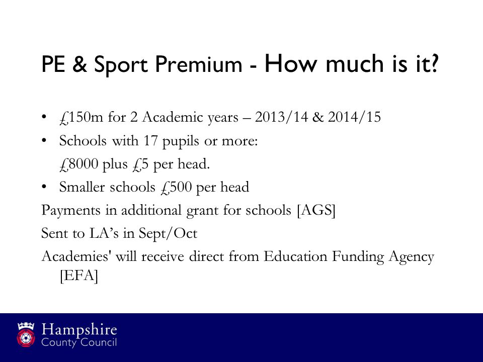 PE & Sport Premium - How much is it.