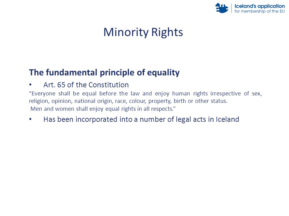 The fundamental principle of equality Art.