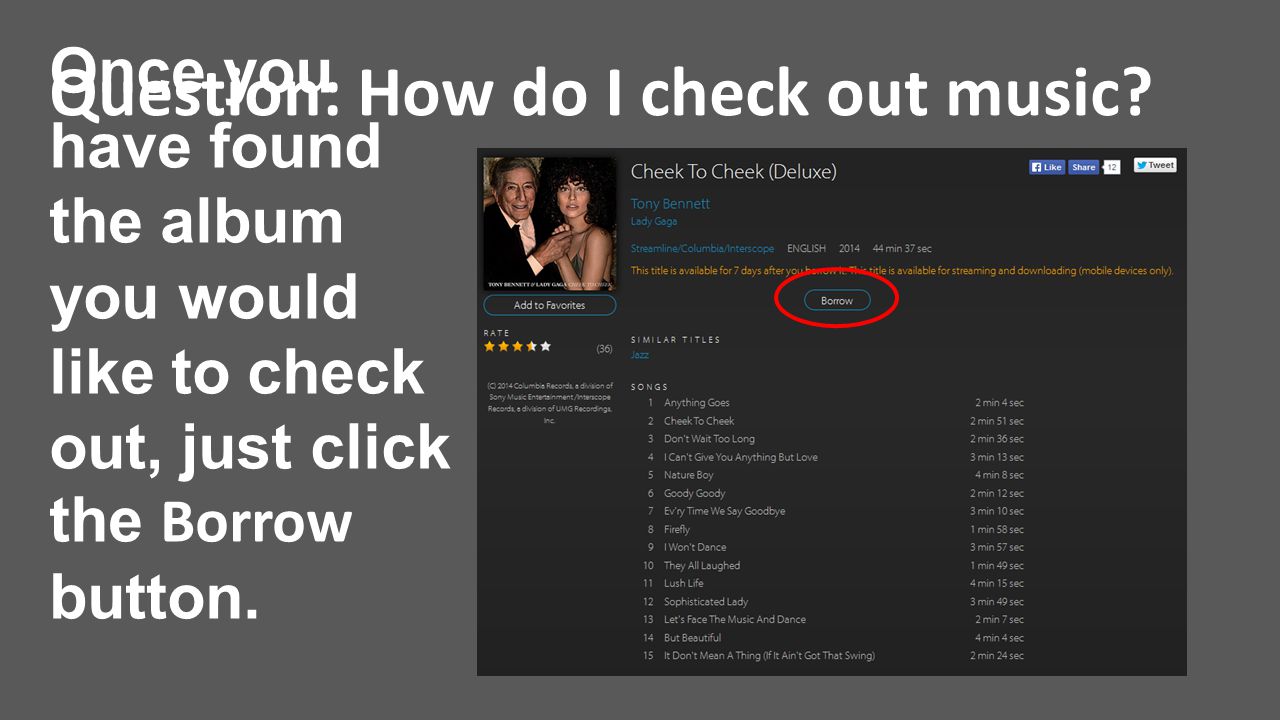 Question: How do I check out music.