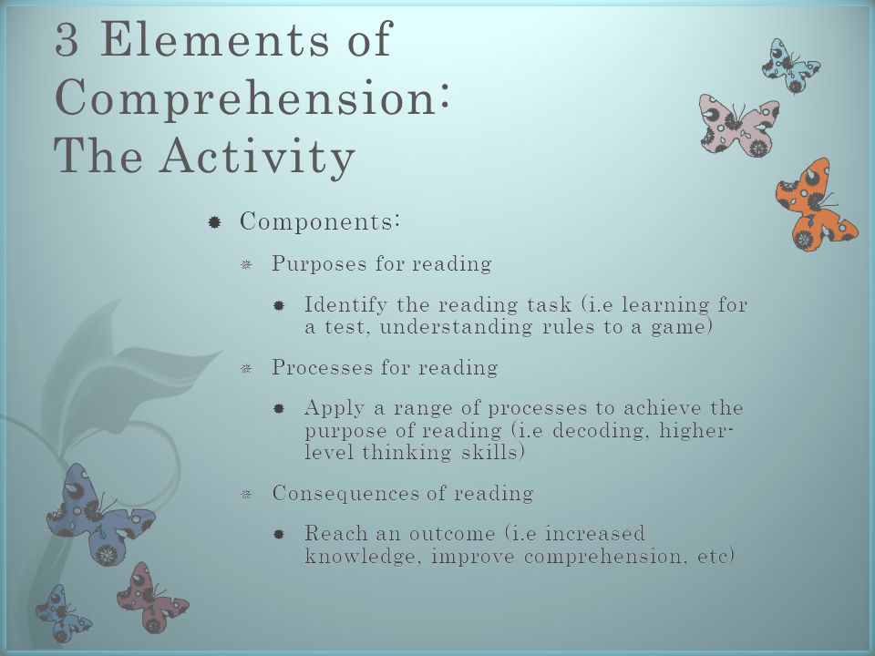 3 Elements of Comprehension: The Activity