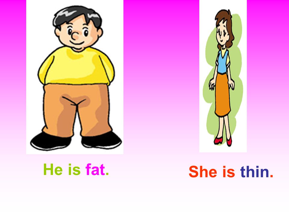 He is fat. She is thin.