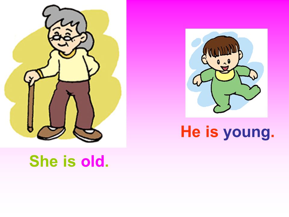 She is old. He is young.