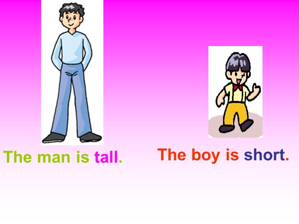 The man is tall. The boy is short.