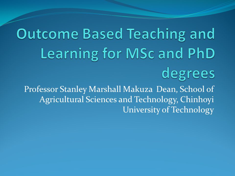 Professor Stanley Marshall Makuza Dean, School of Agricultural Sciences and Technology, Chinhoyi University of Technology