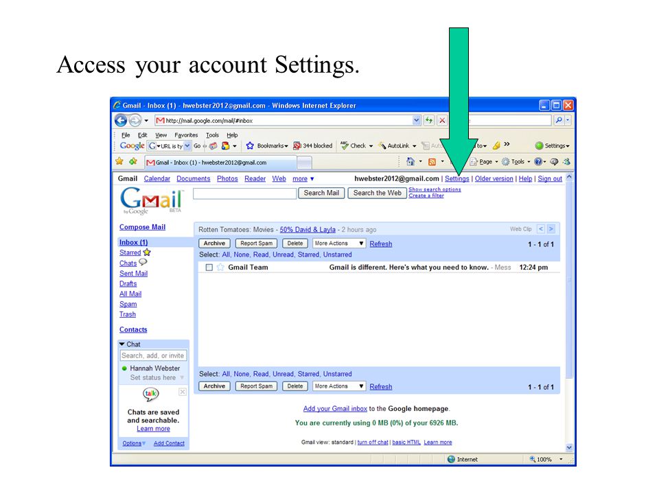 Access your account Settings.