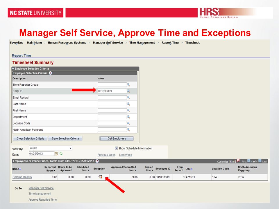 Manager Self Service, Approve Time and Exceptions