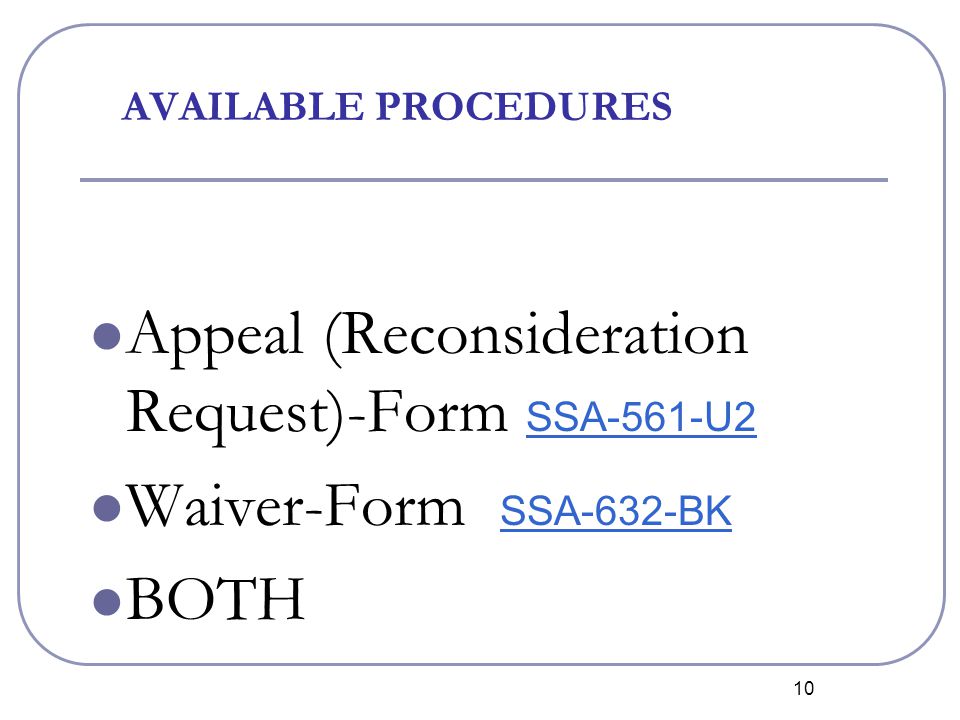 1 overpayments basic benefits training disability law center ssa form 632
